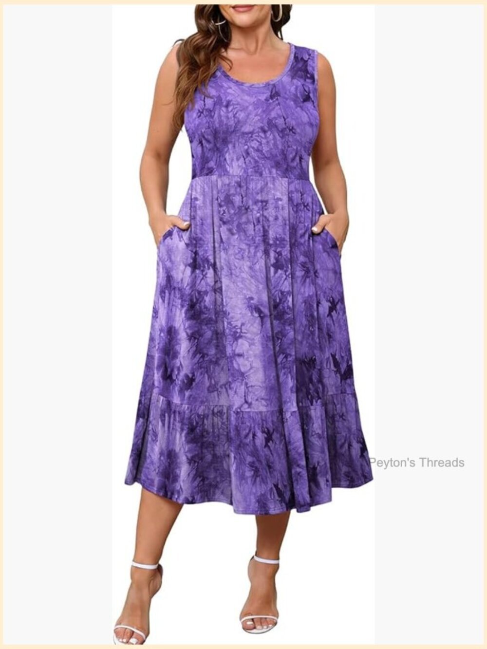 Plus Size Maxi Dress Scoop Neck Sleeveless with Pockets Summer Casual